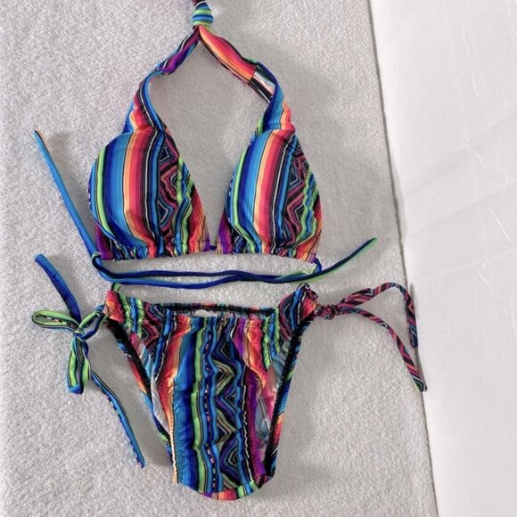 5/$25 Unitalla Colorful Striped String Bikini Swimwear Set XS - Picture 13 of 13